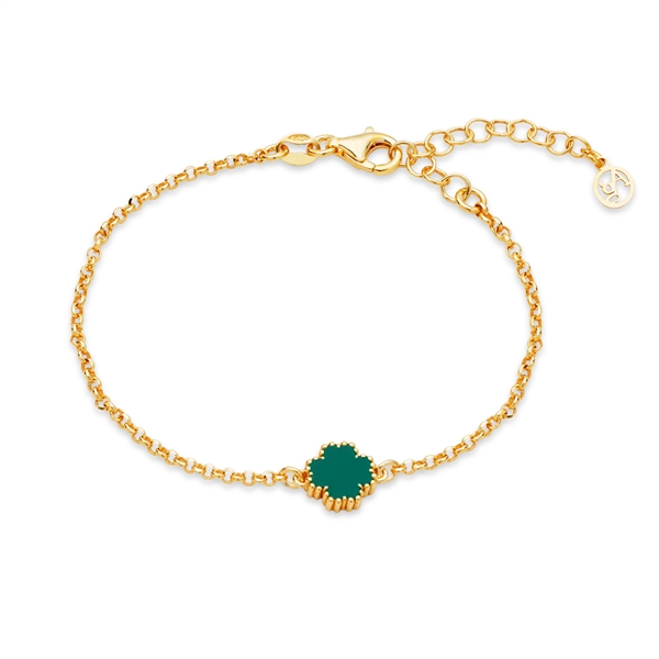 Argento Gold and Green Clover Bracelet - Gold