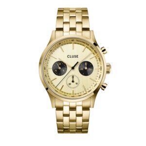 CLUSE Gold Antheor Black Dial Multifunction Watch – Gold