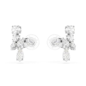 Swarovski Matrix Rhodium Plated Mixed Cuts White Clip On Earrings