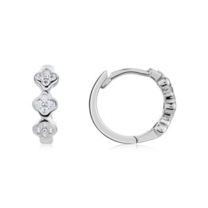 Argento Silver Clover Pave Hoop Earrings – Silver