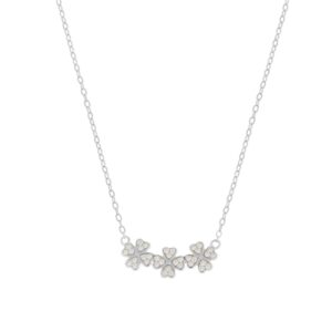 Argento Silver Pave Triple Clover Necklace – Silver