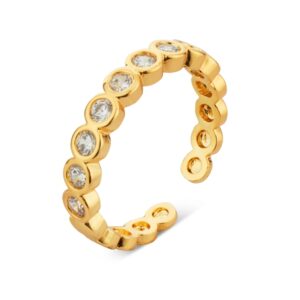 August Woods Gold Crystal Bezel Adjustable Ring