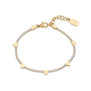 Over & Over Gold Stainless Steel Heart Tennis Bracelet – Gold