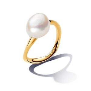 Pandora Gold Baroque Handled Freshwater Cultured Pearl Ring – 50