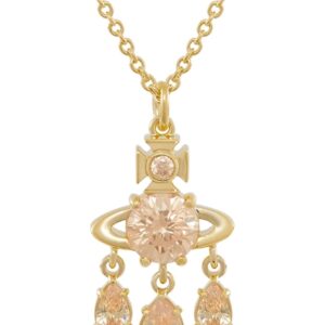Vivienne Westwood Gold Joaquina Crystal Orb 3 Drop Necklace