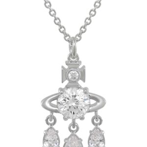 Vivienne Westwood Silver Joaquina Crystal Orb 3 Drop Necklace – Silver