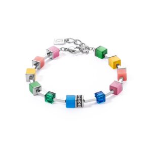 Coeur De Lion Silver GeoCube Iconic Natural Rainbow Bracelet – Silver