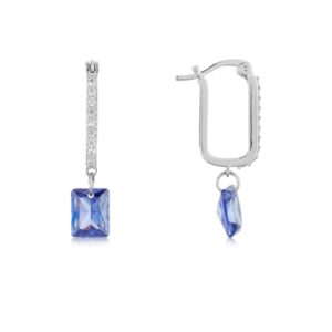 August Woods Silver Sapphire Crystal Hoop Earrings – Silver