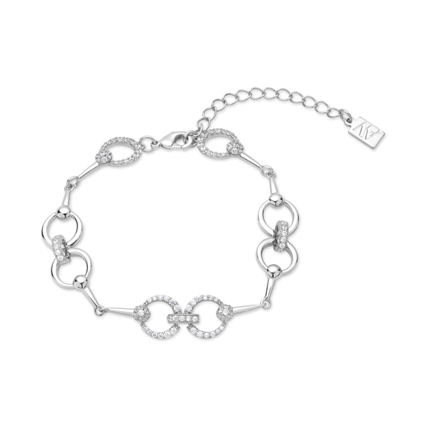 August Woods Silver Circle Crystal Link Bracelet - Silver