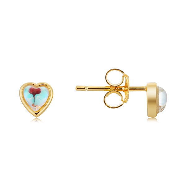 Argento Gold Mom of Pearl Middle Crystal Stud Earrings - Gold