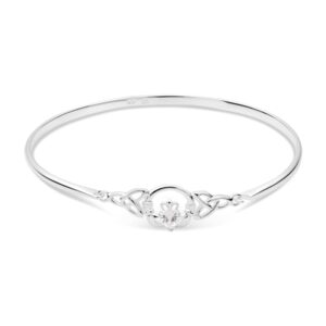 Argento Silver Celtic Knot Claddagh Bangle – Silver