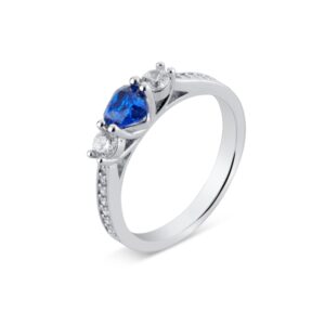 Argento Silver Sapphire Middle Crystal Ring – 60