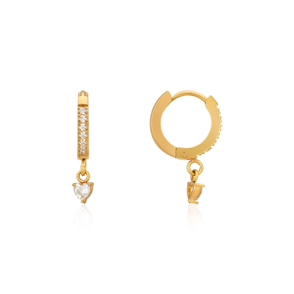 Over & Over Gold Stainless Metal Crystal Middle Huggie Earrings - Gold