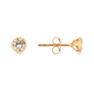 Argento 9ct Cast Gold 4mm Crystal Studs – Gold