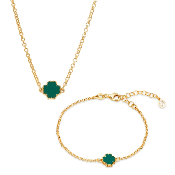 Argento Gold and Green Clover Set - Gold