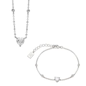 August Woods Silver Crystal Heart Set – Silver