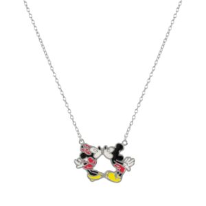 Disney Silver Minnie + Mickey Enamel Necklace – Silver