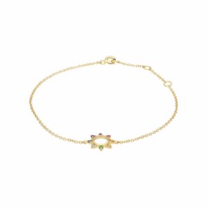 Rainbow Sunburst Bracelet in Gold Plated Sterling Silver