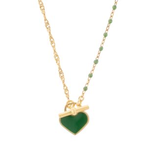Argento Gold Green Beaded Heart Necklace – Gold