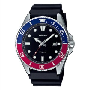 Casio Mens Stainless Metal Two Color Black Rubber Strap Diver Watch