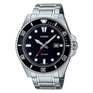 Casio Mens Stainless Metal Black Dial Diver Watch