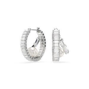 Swarovski Ariana Grande x Swarovski Baguette Crystal Pearl Hoop Earrings