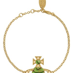 Vivienne Westwood Gold Rina Peridot Green Mother of Pearl Orb Bracelet – Gold