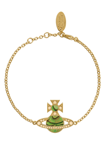 Vivienne Westwood Gold Rina Peridot Green Mother of Pearl Orb Bracelet - Gold