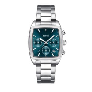 CLUSE Silver Quartaut Chronograph Blue Watch – Silver