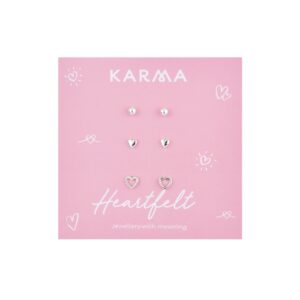 Karma Silver Heartfelt Set of 3 Studs – Silver