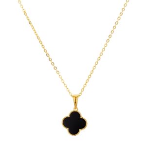 Argento Gold Black Clover Necklace