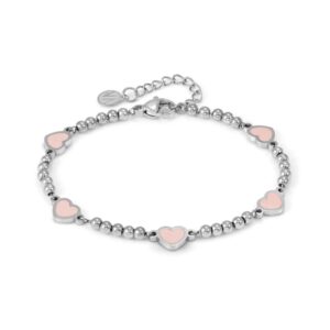 Nomination Emosfere Five Pink Heart Beaded Stainless Steel Bracelet
