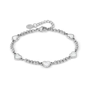 Nomination Emosfere Five Mother of Pearl Heart Beaded Stainless Steel Bracelet