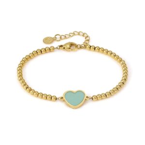 Nomination Emosfere Gold Green Heart Beaded Stainless Steel Bracelet