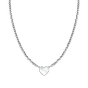 Nomination Emosfere Mother of Pearl Heart Rich Beaded Stainless Steel Necklace