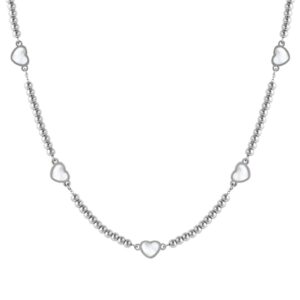 Nomination Emosfere Five Mother of Pearl Heart Beaded Stainless Steel Necklace