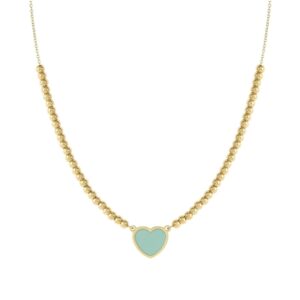 Nomination Emosfere Gold Green Heart Beaded Stainless Steel Necklace