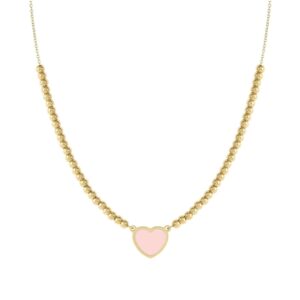 Nomination Emosfere Gold Pink Heart Beaded Stainless Steel Necklace