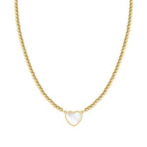 Nomination Emosfere Gold Mother of Pearl Heart Rich Beaded Stainless Steel Necklace