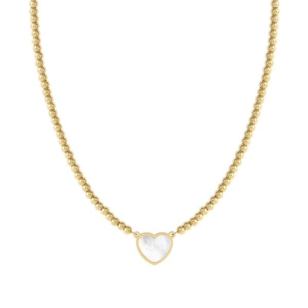 Nomination Emosfere Gold Mother of Pearl Heart Rich Beaded Stainless Steel Necklace