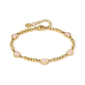 Nomination Emosfere Gold 5 Purple Center Beaded Stainless Metal Bracelet