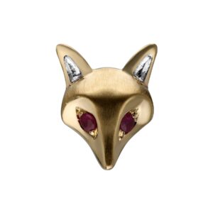 Gardenia Ruby Fox Pin In 9ct Yellow Gold