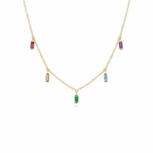 Rainbow Choker Necklace in Gold Plated Sterling Silver
