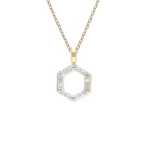 Geometric Hex Diamond Pendant Necklace in 9ct Yellow Gold