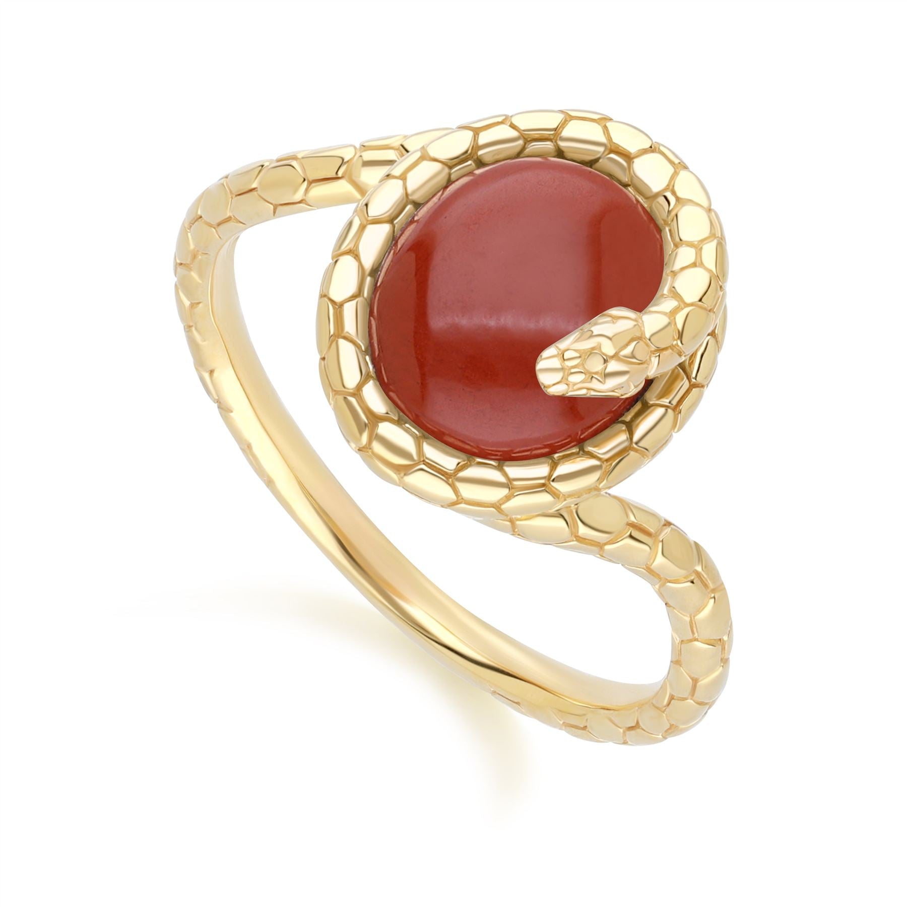 ECFEW™ Purple Jasper Winding Snake Ring In Gold Plated Sterling Silver