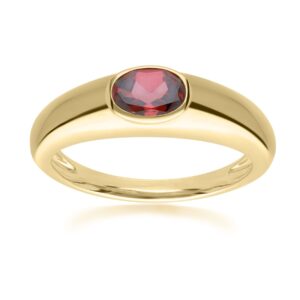 Trendy Vintage Oval Garnet Ring in 18ct Gold Plated Silver