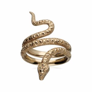 Art Nouveau Marcasite Snake Wrap Ring in 18ct Gold Plated Silver