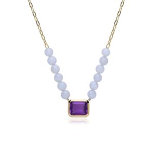 ECFEW™ Unifier Amethyst & Blue Lace Agate Necklace in Gold Plated Sterling Silver