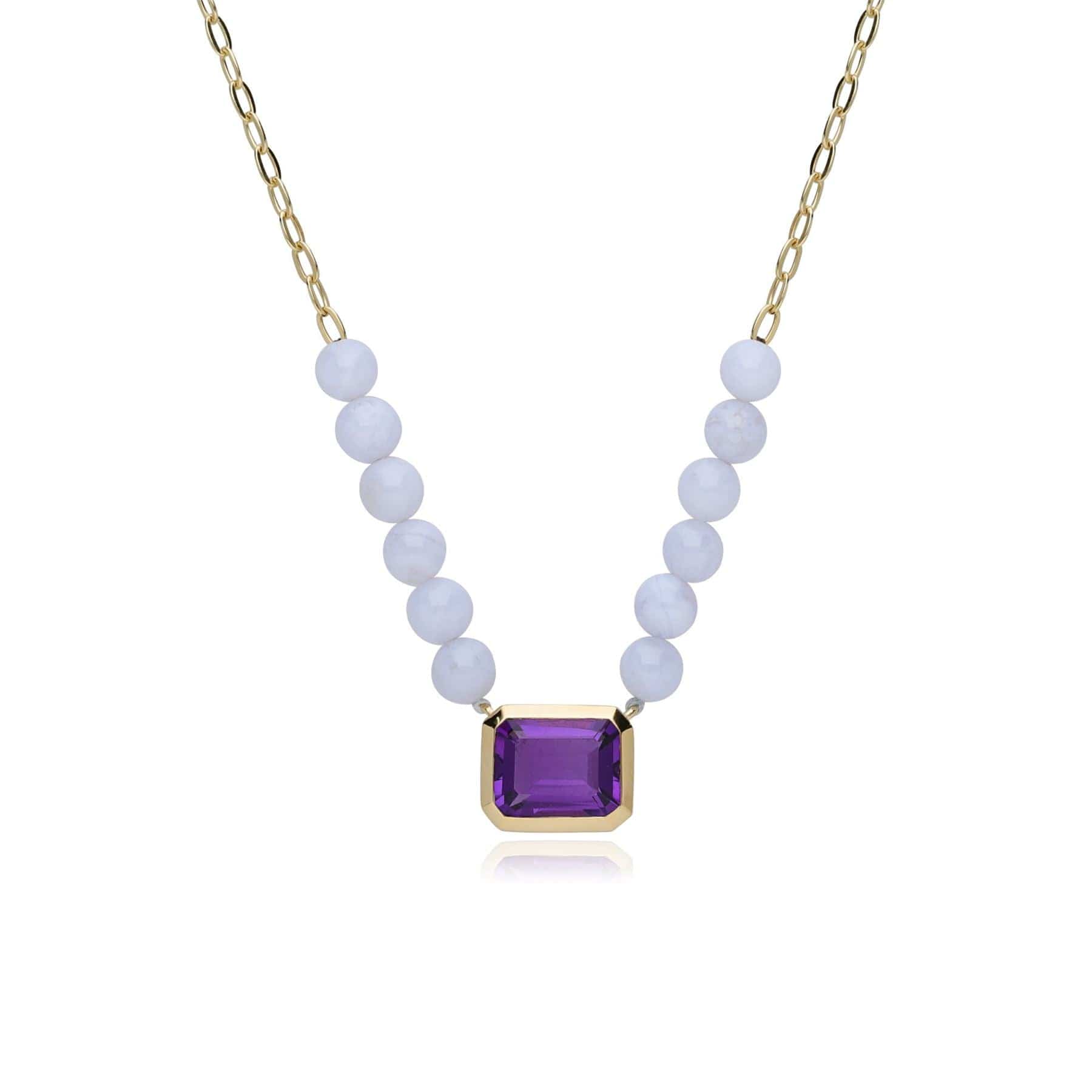 ECFEW™ Unifier Amethyst & Blue Lace Agate Necklace in Gold Plated Sterling Silver