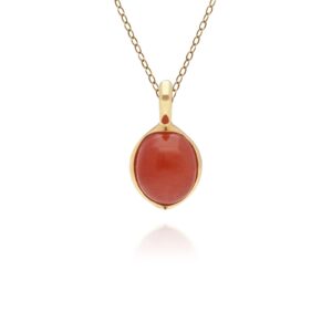 Irregular Collection Dyed Red Jade Pendant in Gold Plated Sterling Silver